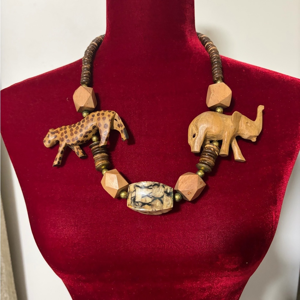 Animal Carved Beaded Necklace